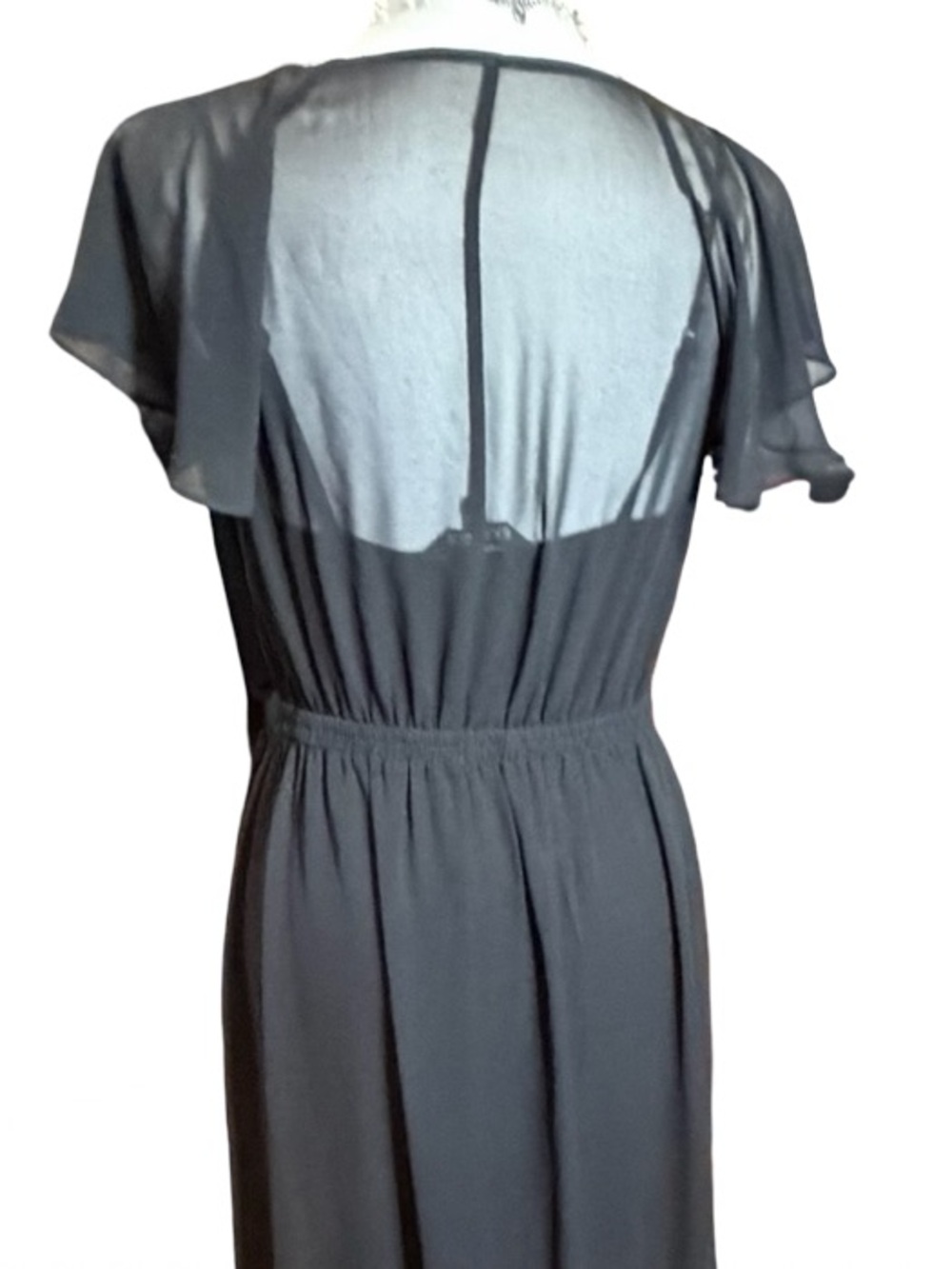 Express Black Chiffon Hi-Low Faux Wrap Dress XS/TP - Picture 11 of 12